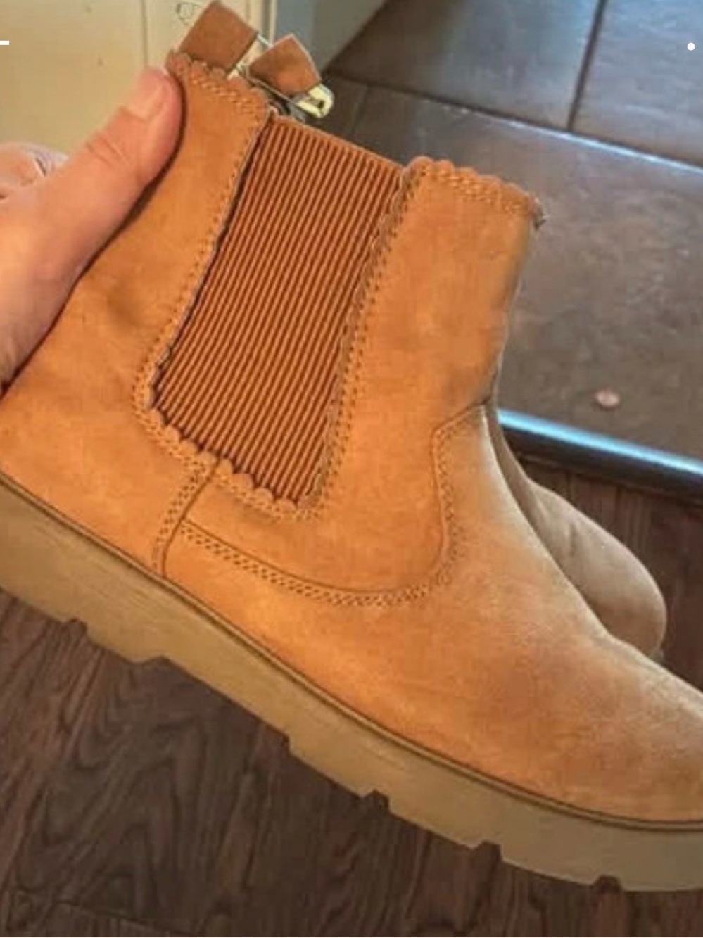 Old Navy Girls' Tan Chelsea-Style Suede Boots